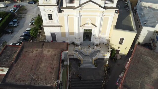 Cool view with drone on italian church Sant' Anna