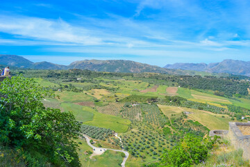 Fototapeta na wymiar View of the valley from the cliff of the city of Ronda.