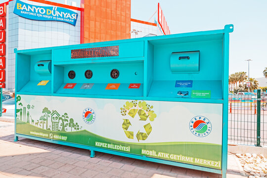 16 May 2022, Antalya, Turkiye: Kepez municipal recycling station for sorting garbage and eco lifestyle