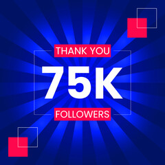 Thank you 75K Followers Vector Design Template