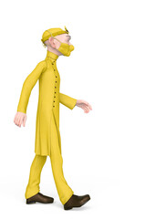 old doctor cartoon is walking
