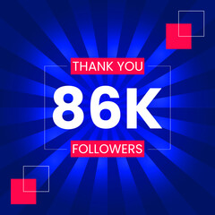 Thank you 86K Followers Vector Design Template