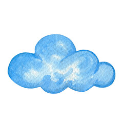 Watercolor cartoon blue cloud computing concept. Speech bubble element