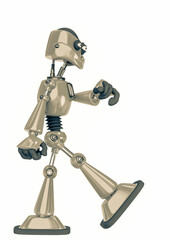 robot cartoon walking side view