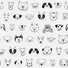 Fototapeta premium Dog animal vector seamless line pattern