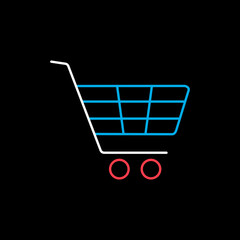 Shopping mall cart vector icon isolated on black