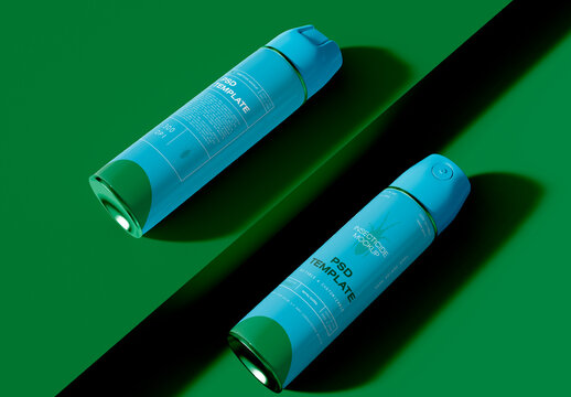 Aerosol Bottles in Double Height Mockup