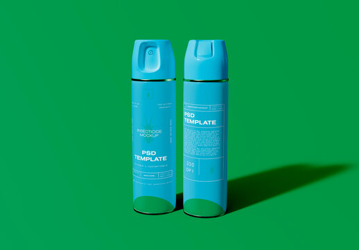 Front and Back View Aerosol Metallic Bottle Mockup