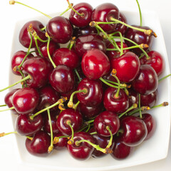 
sweet cherry on a white background close-up