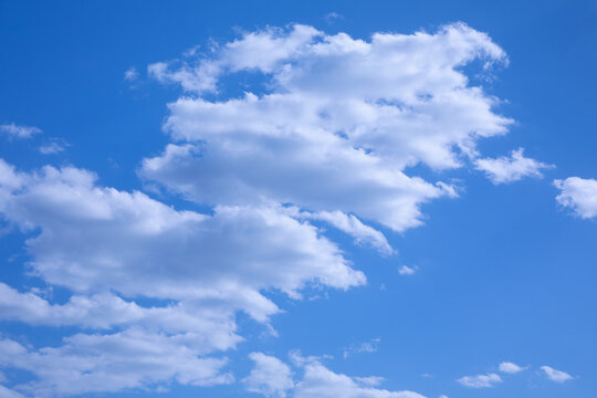 Cumulus cloud formations on a blue sky day