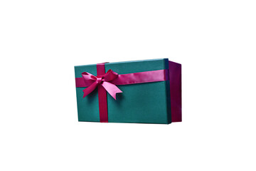 Gift box with a bow on a white background, isolated. Events and holidays. Christmas