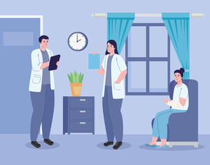 doctors couple and patient