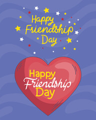 happy friends day lettering in heart