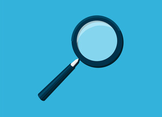 Magnifying glass symbol in cartoon style. Isolated eps 10 vector illustration. Magnifying glass. Discovery, research.