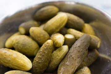 Appetizing pickles cucumbers in the bowl