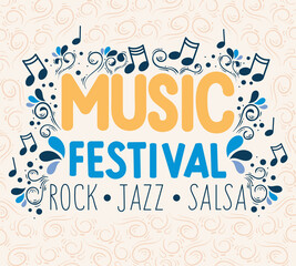 music festival lettering card