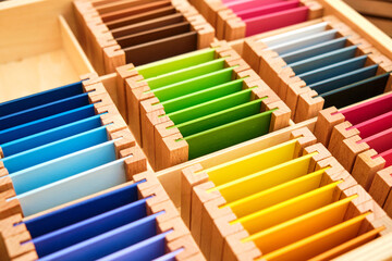 The purpose of the Montessori Color Box is to develop a child's visual sense of colour.