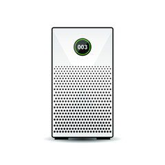 Air purifier for home use. Modern design with display. Vector illustration.