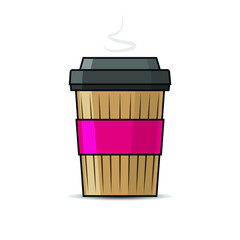 Paper takeaway coffee cup. Vector illustration.