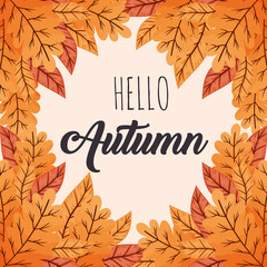 hello autumn lettering frame