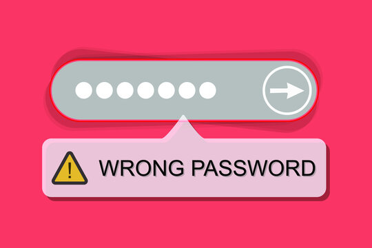 Login Page With Failure Form. Wrong Password. Incorrect Key. Vector Illustration.