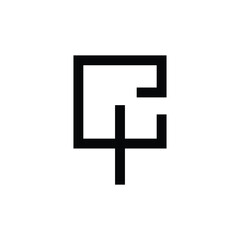 Fototapeta premium alphabetic geometrical shape icon minimal black flat logo illustration creative simple art design 