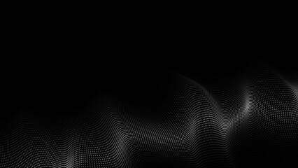 Large amount of data. Abstract black background with futuristic point wave. Vector illustration .