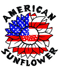 American Flag Sunflower Shirt, USA Flag In Sunflower, 4th of July, Patriotic Shirt, Fourth of July Shirt, American Sunflower Shirt Template
