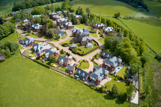 Luxury countryside rural village aerial view from above in St Andrews Scotland UK