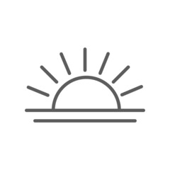 Rising sun linear icon. Morning. Evening. thin line illustration