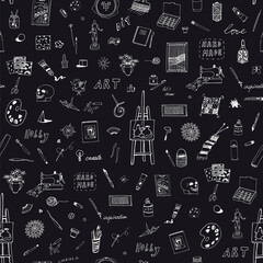 Hobby drawing crafts vector seamless pattern