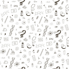 medicine objects vector seamless pattern