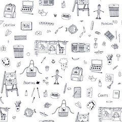 Drawing school art class vector seamless pattern