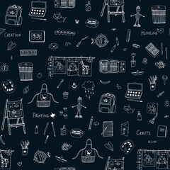 Drawing school art class vector seamless pattern