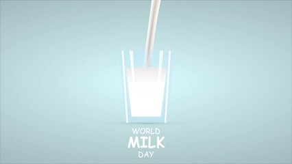 World milk day glass, art video illustration.