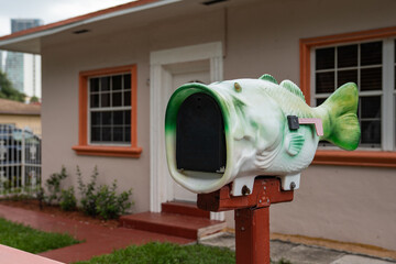 Fish Themed Mailbox in Front of Home - 508716730
