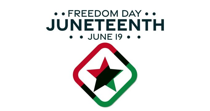 Juneteenth. June 19, Freedom Day. Motion design holiday animation footage. Loop video.