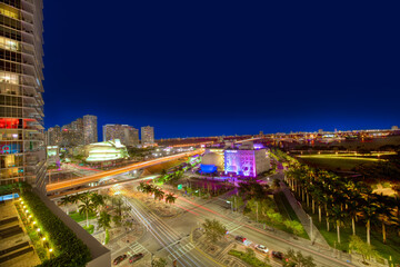 Fototapeta na wymiar Miami night panorama view