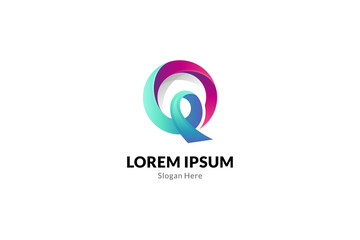 Fototapeta premium letter Q logo. Simple, modern 3d design style and gradient color. good for company or individual names starting with Q.