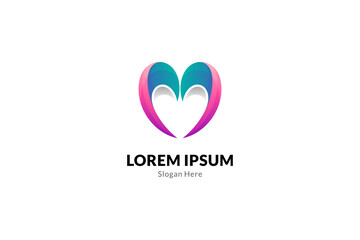 heart logo. 3d design style is simple, young, feminine, cheerful and literal. suitable for weddings, valentines day, anniversaries, beauty, love, health.