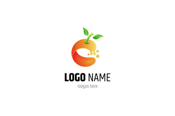 orange fruit logo with 3d shape in gradient orange color