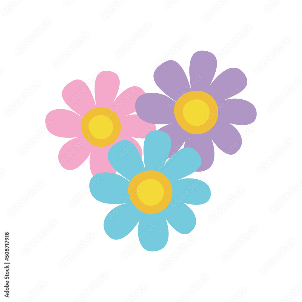 Sticker three garden flowers