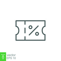 Discount icon. Sale coupon concept. Simple outline style. Thin line vector illustration isolated on white background. EPS 10.