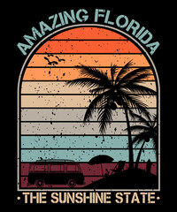 Amazing Florida the sunshine state t-shirt design | Vintage t-shirt design 