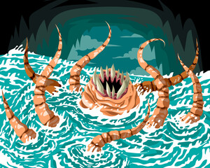 sea mythology whirlpool hungry charybdis monster © matiasdelcarmine