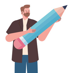 creative man with pencil