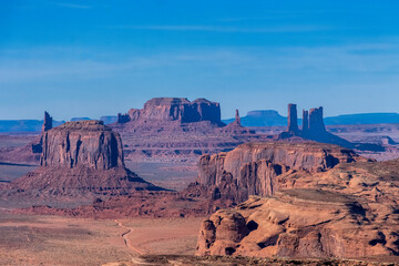 Monument Valley as viewed from Hunt's Mesa, Arizona-Utah State Line in the 4 Corners Region