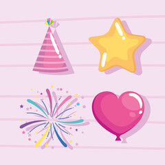 four party celebration icons