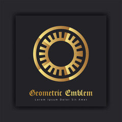 Luxury gold ornament emblem design stylish line art decorative logo. Hotel Label Template