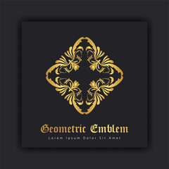Luxury gold ornament emblem design stylish line art decorative logo. Hotel Label Template